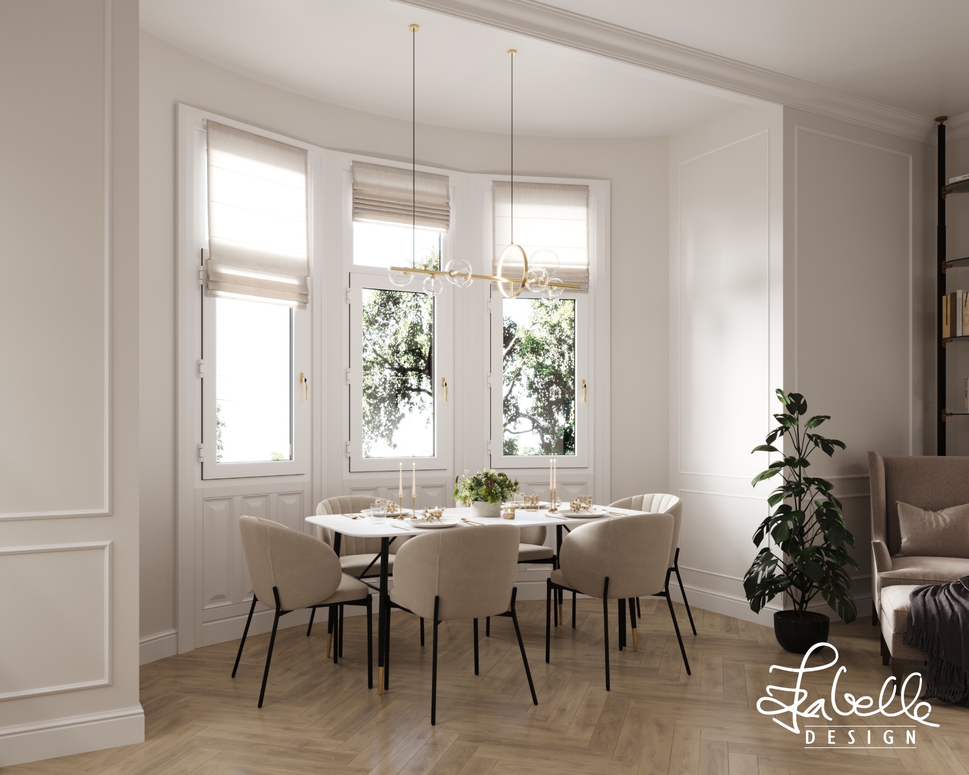 Modern ablakfülkés étkező – IzabellaDesign lakberendezés Budapesten